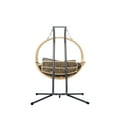 thumbnail image 5 of Miekor Furniture Double Hanging Egg Chair with Stand for Outdoor,Oversized 2 Person Wicker Rattan Swing Chair w/Convertible Armrest for Reclining Seat,All-Weather Cushion,700Lbs Cap. MK0186, 5 of 8
