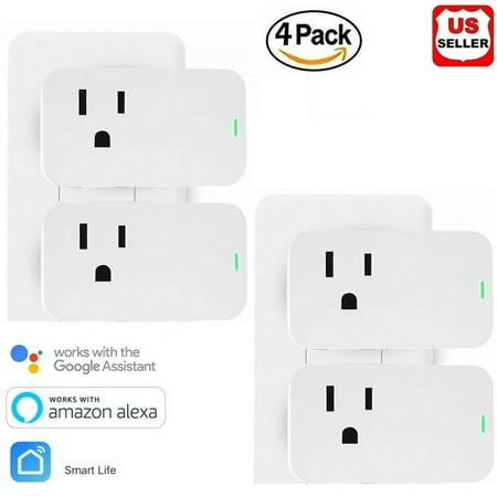 4 Pack Smart Plug Wifi Enabled Mini Outlets Smart Socket,Smart Life App, Compatible with Alexa & Google Assistant, No Hub Required, Timing Outlet Remote Control your Devices from (The Best Smart Home Hub)