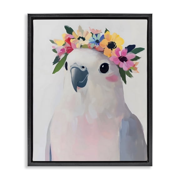 Stupell Industries Flower Crown Dove Black Framed Floater Canvas Wall Art, design by The Prints Vibe
