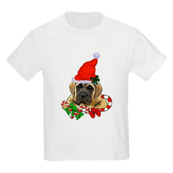 CafePress - English Mastiff Christmas T Shirt - Light Classic Kids Graphic, Short Sleeve T-Shirt, Sizes XS-XL