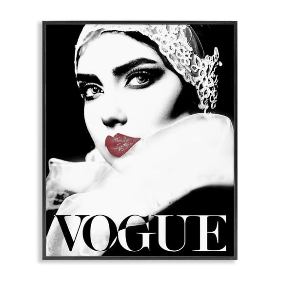 Stupell Industries Glam Vintage Women's Fashion Advertisement Red Lips Chic Portrait Black Framed Giclee Art, 11 x 14, by Ziwei Li