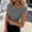 Gray, variant on Everyday Wear White Asymmetrical Neck Blouse Women Short Sleeve Slim Fit Soft Stretch Wrinkle Resistant Pullover Top,Size S