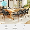 thumbnail image 4 of Martha Stewart Indoor-Outdoor Stackable Bistro Chair with Natural Woodgrain Aluminum Finish Frame and Black/White Woven Rattan Back and Seat, 4 of 12