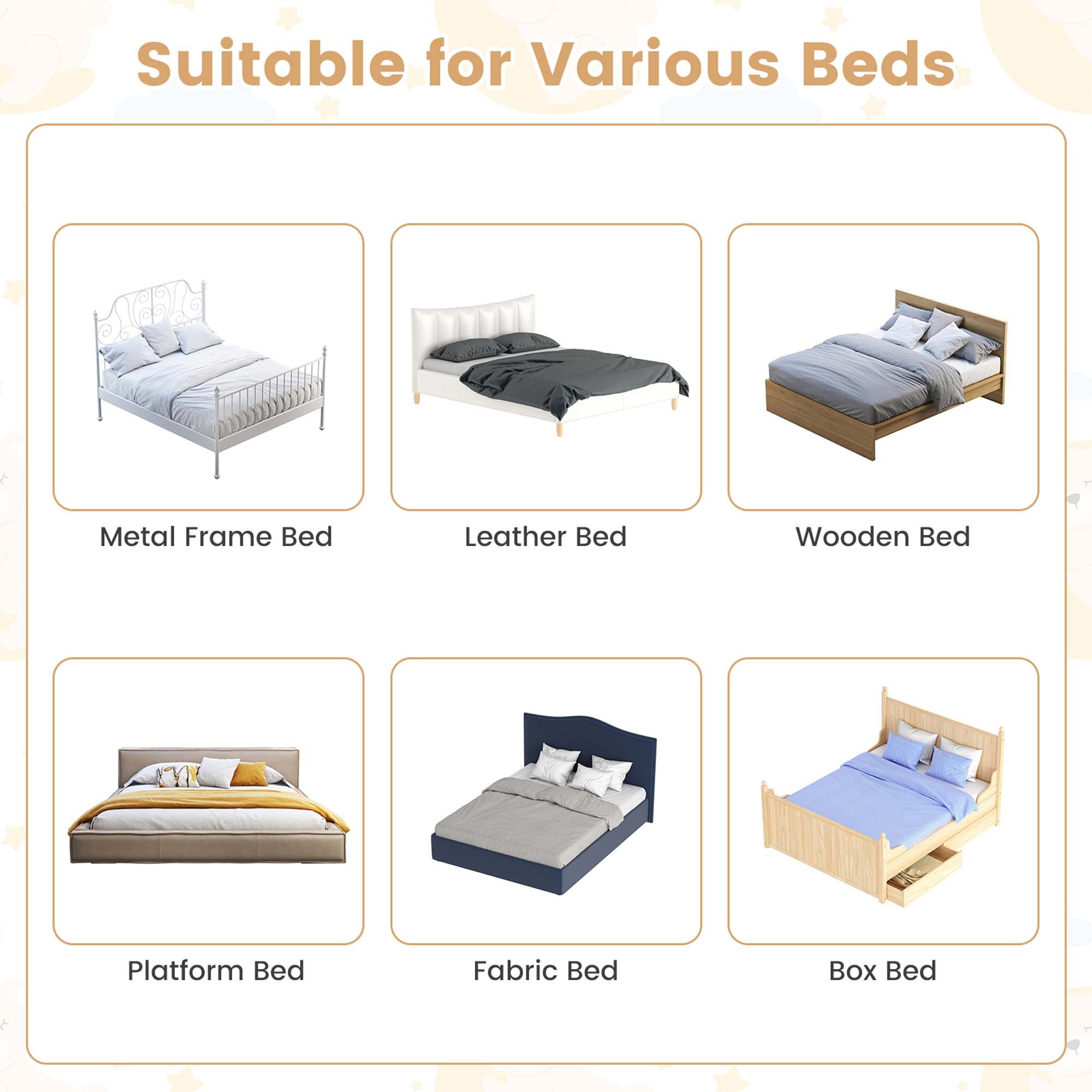 Babyjoy 59'' Breathable Safety Bed Rail Guard Toddlers Kids Baby Swing Down Bedrail White, Overall Dimension: 59"L x 16"W x 16.5"H