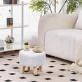 thumbnail image 4 of Pouf Ottoman, 100% Cotton Knitted Boho Footstool, Round Footrest with Non-Skid Wood Legs, Home Décor Handmade Pouffe, Leisure Floor Step Stool for Living Room (Beige), 4 of 7
