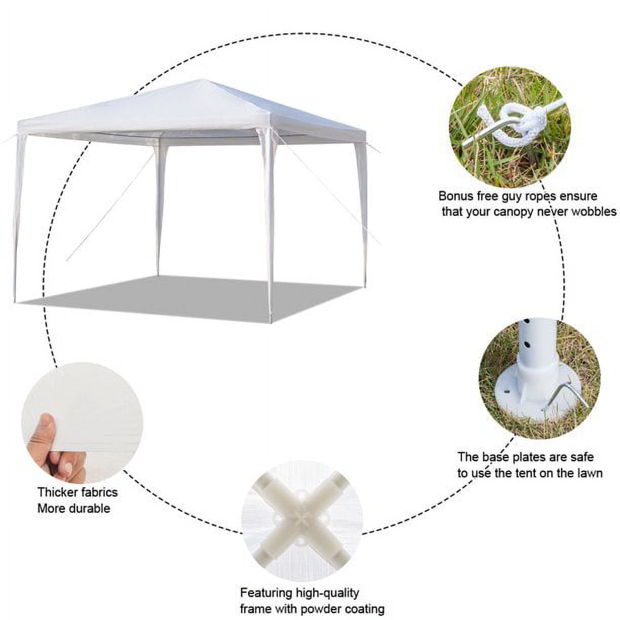 Imere 10*10 Waterproof Tent with Spiral Tubes White Canopy for Camping Beach Wedding Picnic