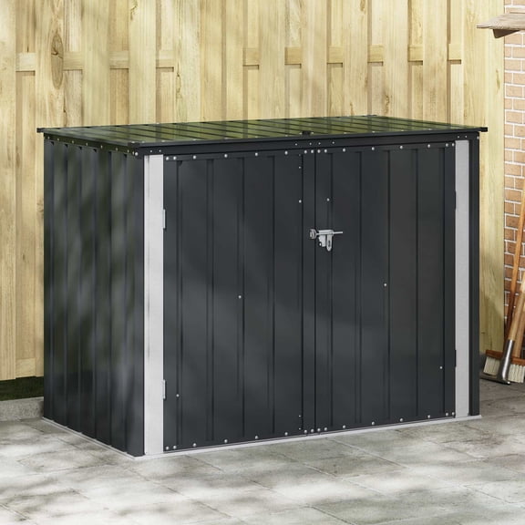 vidaXL Garden Storage Box Black 59.65 x 32.28 x 43.50 in Steel