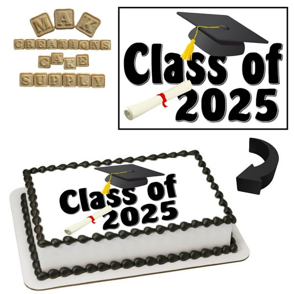 Class of 2025 Graduation 1/4 Sheet Cake topper - Can also be used on a 1/2 Sheet with room to decorate!
