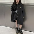 thumbnail image 2 of Fesfesfes Childrens Button Up Trench Coat Mid Length Jacket for Girls and Boys Casual Long Sleeve Outerwear with Pockets and Bow Brooch Detachable Cardigan Style Coat for Kids(Black#1,11 Years), 2 of 9