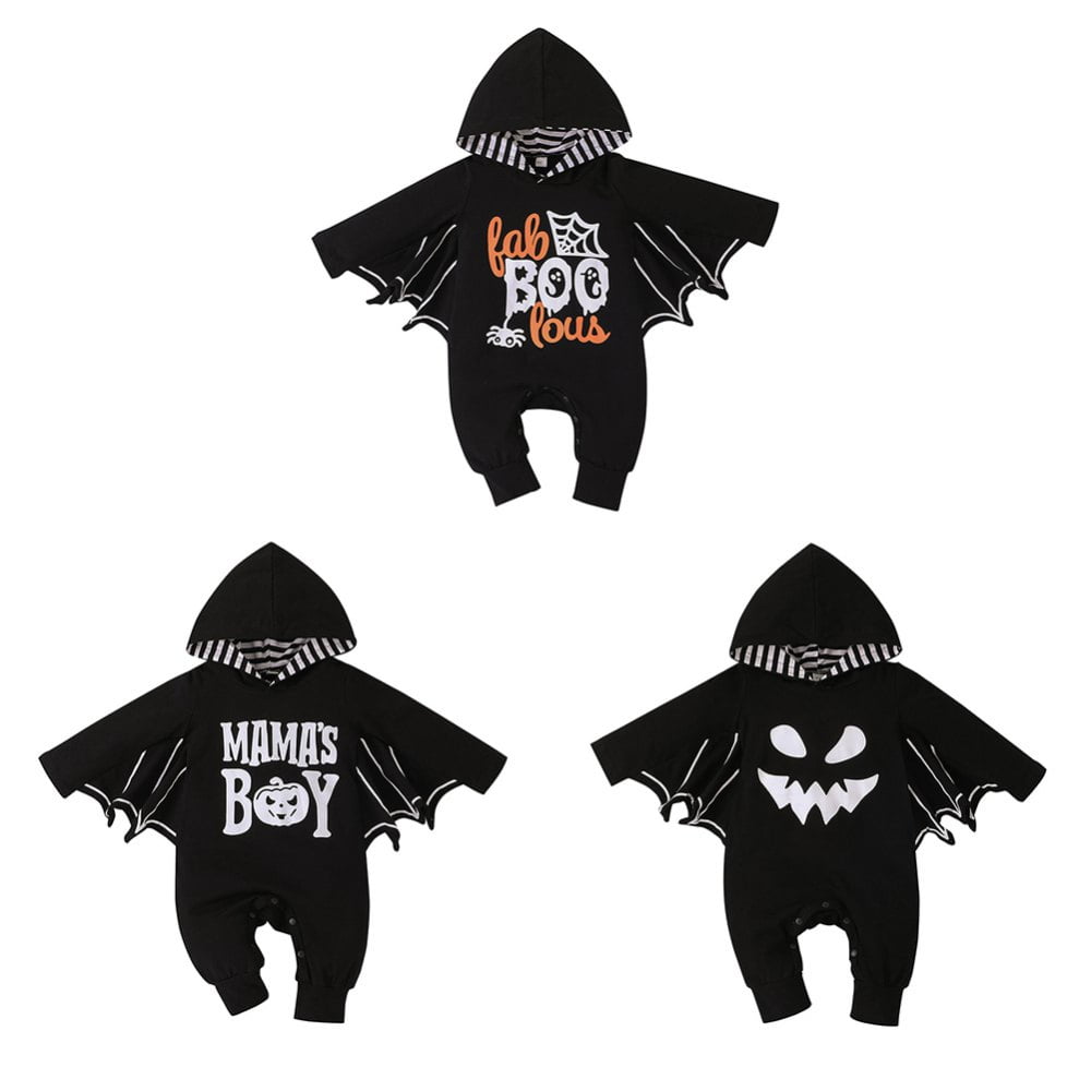 SYNPOS Newborn Outfits Infant Baby Girl Boy Halloween Bat Cosplay Costume Jumpsuit Hoodie Romper