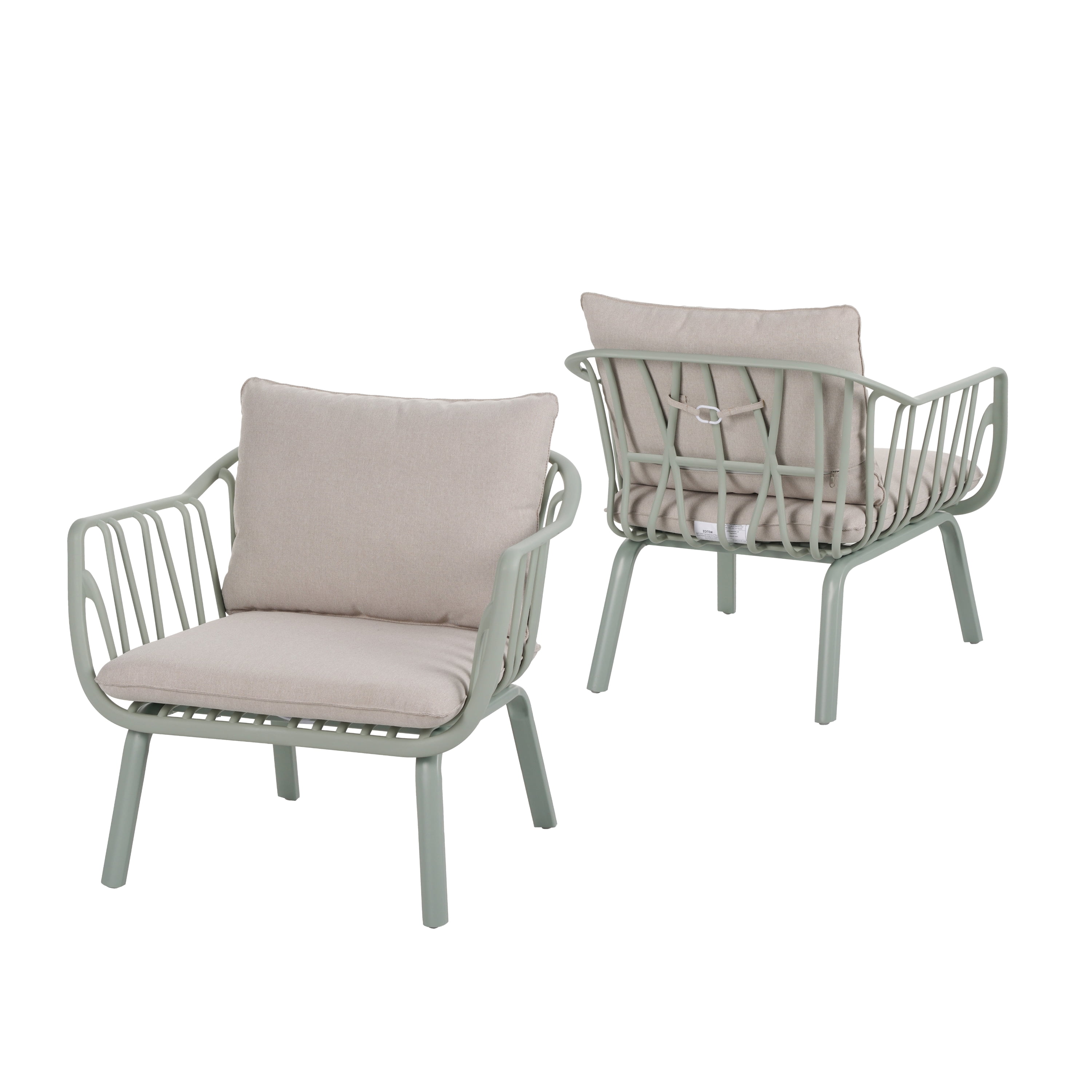 Outdoor PP Frame Patio Club Chairs Set of 2 for Garden, Green
