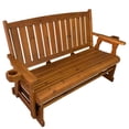 thumbnail image 7 of Fortune Candy Patio Glider, with Cup Holders, High Back and Deep Contoured Seat, Heavy Duty 800 lbs (Teak Tone, 3-Seater), 7 of 7