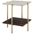 thumbnail image 1 of Walker Edison AF20SSQSTMGD Simone Tri-Tone Mid Century Modern Square Side Table - Faux White Marble/Dark Walnut/Gold, 1 of 4