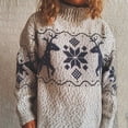 thumbnail image 3 of Pull de Noël pour Femmes Cardigan Chaud Imprimé Col Rond Blouse Tricotée Décontractée Mi-Longue Fermeture Tricotée Mode, 3 of 7
