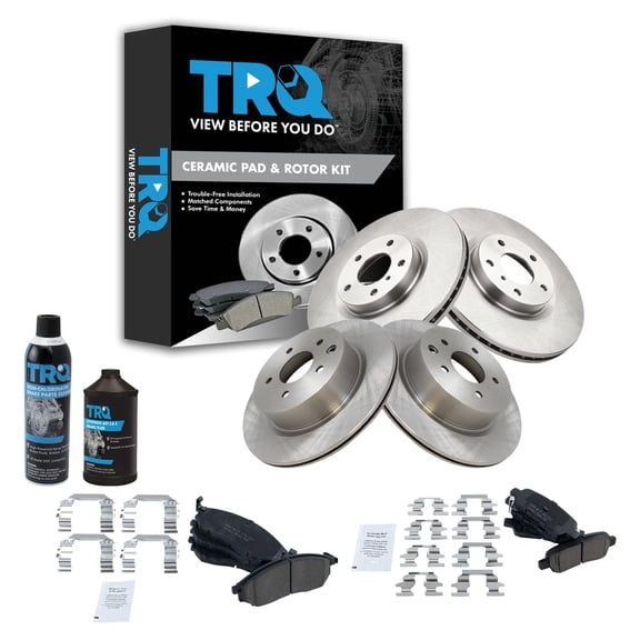 TRQ Front Rear Ceramic Brake Pad Rotor Kit w/Chemicals for Nissan Infiniti BKA16915