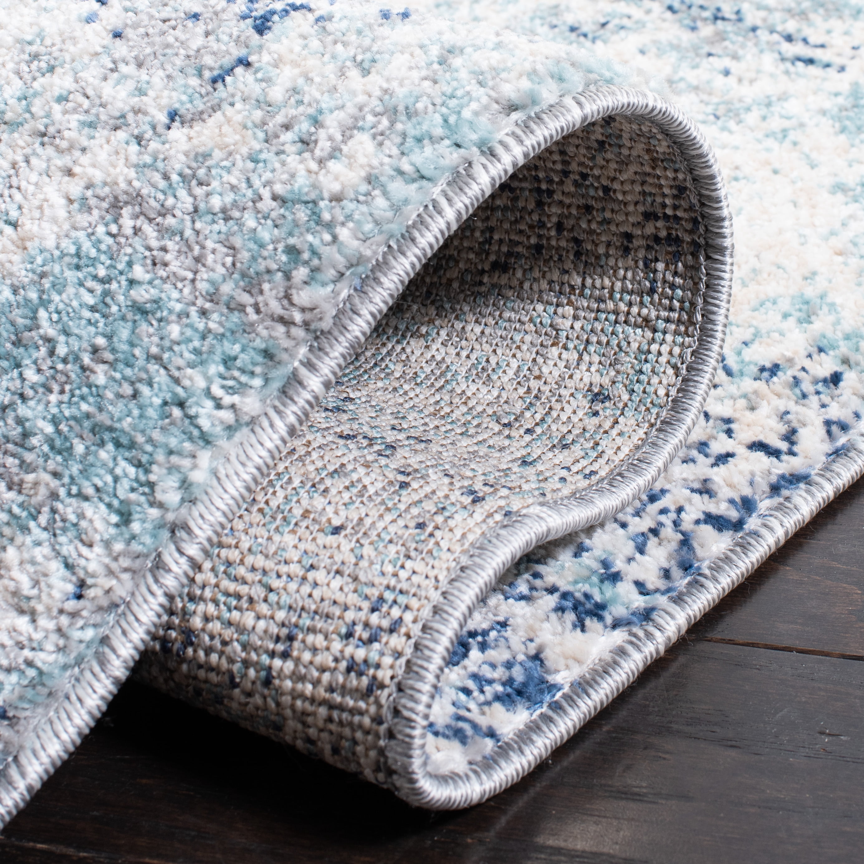 SAFAVIEH Aston Calanthia Abstract Area Rug, Ivory/Blue, 9' x 12'