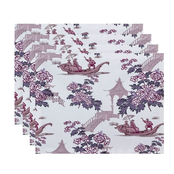Simply Daisy, 18 x 14 Inch China Old Floral Print Placemat (set of 4), Purple