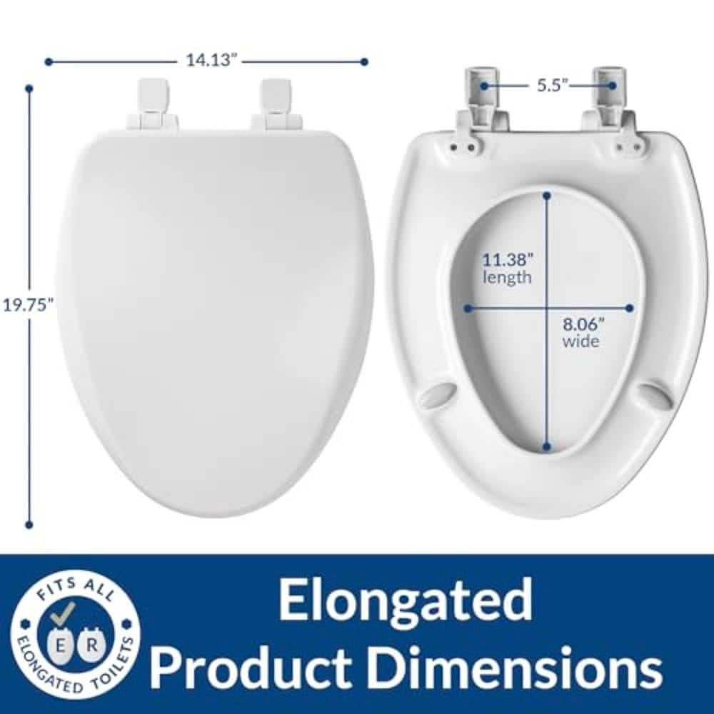 Bemis 19170PLE4 000 FCE4 Alesio Elongated Enameled Wood Toilet Seat, White