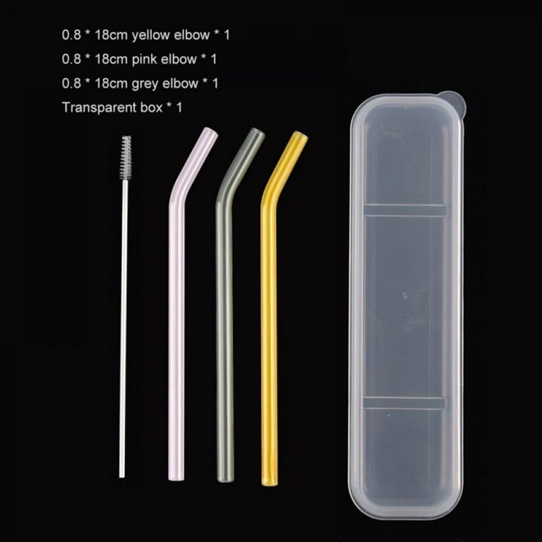Glass Straws Clear Bent 7 x 8 mm Made With Pride In The USA - Perfect  Reusable Straw For Smoothies, Tea, Juice, Water, Essential Oils - 4 Pack