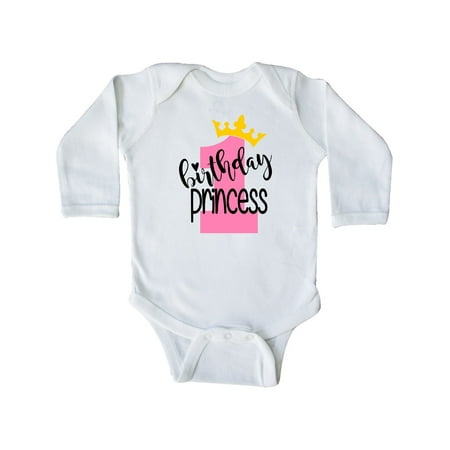 

Inktastic 1st Birthday Princess with Crown Gift Baby Boy or Baby Girl Long Sleeve Bodysuit