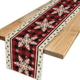 thumbnail image 4 of Christmas Table Runner, Red Black Buffalo Plaid Seasonal Winter Snowflake Xmas Merry Christmas Coffee Table Center Decor for Family Kitchen Outdoor Farmhouse Holiday Party Table Decorations, 13"x90", 4 of 6