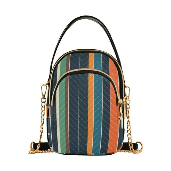 FORMRS Crossbody Bag for Women Shoulder Cell Phone Purse with Zipper, Navy Blue Stripes