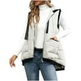 thumbnail image 2 of Hueook Puffer Vests for Women's Hooded Lightweight Zipper Sleeveless Jacket with Pockets Padded White 2X, 2 of 8