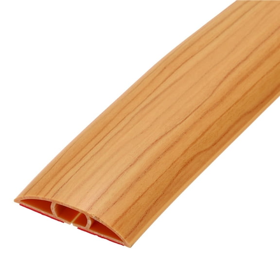 3.3ft Floor Cord Cover, Self Adhesive Cord Hider 0.47" W x 0.3" H for Cable Management Cable Protector, Light Brown Wood