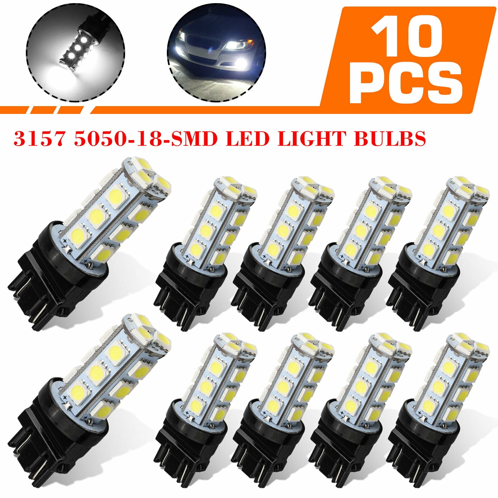 4x 3157 3156 HID White 18-SMD 5050 Signal Brake Backup DRL LED Light Bulbs 