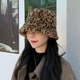 thumbnail image 2 of Winter Plush Bucket Hat for Women Leopard Print Fuzzy Bucket Caps Casual Warm Faux Fur Fisherman Hats, 2 of 4
