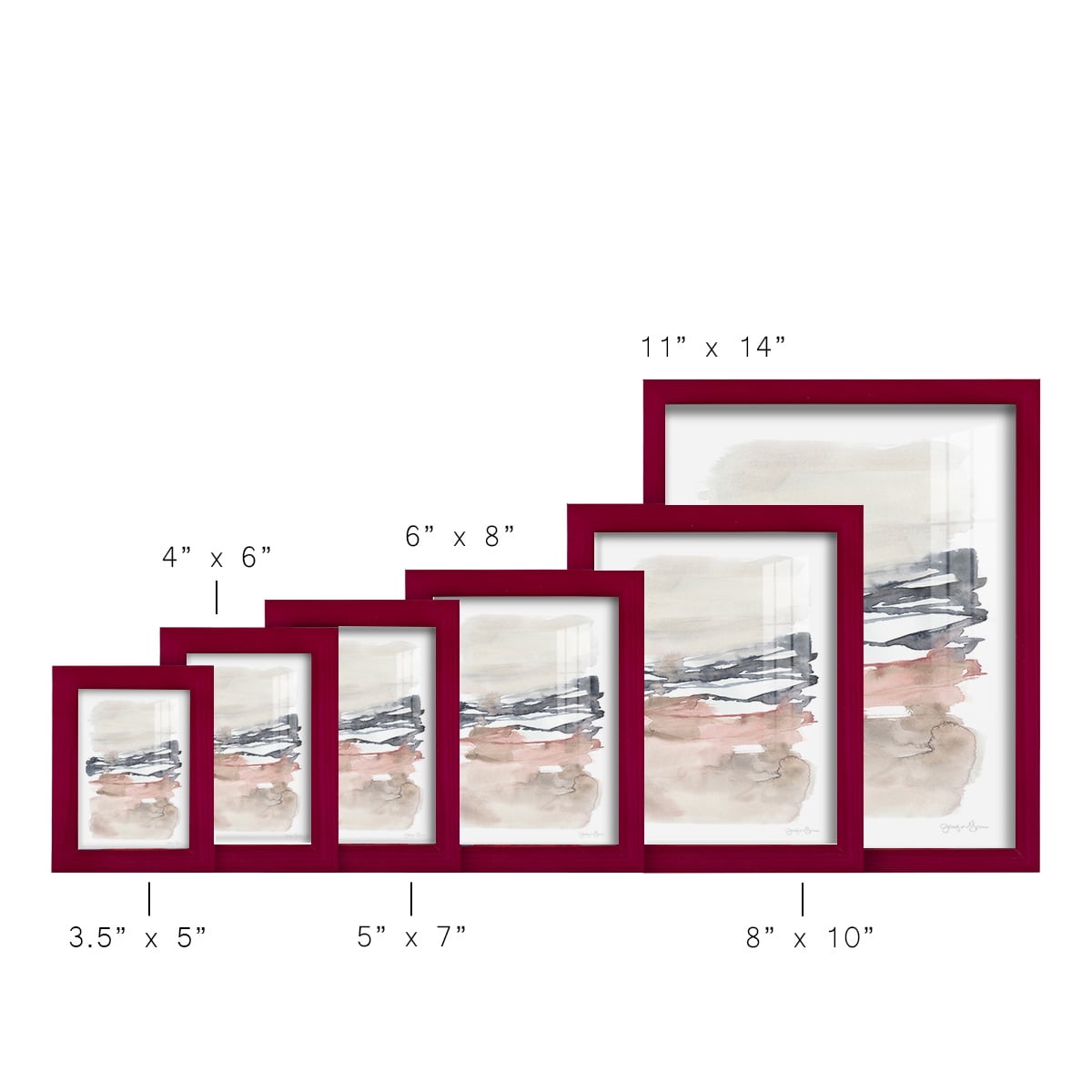 Tiered Horizon Line I -Framed Print w/glass-Cherry Red