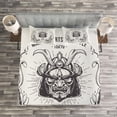 thumbnail image 3 of Ambesonne Japanese Quilted Bedspread Set 3 Pcs, Samurai Koi, Queen Size, Coconut Grey, 3 of 3