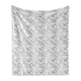 thumbnail image 1 of Vintage Botany Soft Flannel Fleece Throw Blanket, Basic Monochrome Illustration of Daffodils Drawnally by Hand, Cozy Plush for Indoor and Outdoor Use, 50" x 70", Dark Grey White, by Ambesonne, 1 of 5