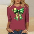 thumbnail image 3 of Mceream 3/4 Sleeve St Patty's Day Shirt Women Crew Neck St Patricks Day Shirt Irish Clover Shamrock Tunic Tops Spring Blouses plus size outfits Red XXXXL, 3 of 5