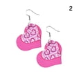 thumbnail image 4 of Pendientes para mujer, regalos para mujeres, niñas, de piel sintética, para San Valentín, con estampado en forma de corazón, 4 unidades. Un par de pendientes., 4 of 5