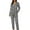 Gray, variant on Womens Pajama Sets Casual Lapel Button Plaid Print Long Sleeve Tops With Pants Two Piece Women Pajamas & Loungewear Homewear
