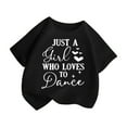 thumbnail image 2 of Girls Graphic T-Shirt Cute Letter Print Round Neck Short Sleeve Tee Summer Casual Unisex Kids T Shirts Black 7-8 Years, 2 of 5