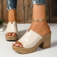 thumbnail image 3 of Dakaela Women's Chunky Heeled Sandal Leather Platform Wedge Slides Arch Support Dress Slip on Pumps, 3 of 7