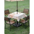 thumbnail image 3 of Outdoor Tablecloth with Umbrella Hole and Zipper, Coastal Square Table Cloth 60x60 Inch Waterproof Tablecloth, Orange Brown Coral Starfish Jellyfish Seahorse Picnic Table Cover for Patio Camping, 3 of 7