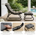 thumbnail image 3 of Villeston Outdoor Lounge Chair with Ottoman, Comfy Sling Recliner Chair with Puffy Cushion and Foot Stool,Dark Gray, 3 of 7