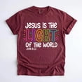 thumbnail image 3 of Jesus Is the Light of the World Christian T-Shirt, John 8:12 Bible Verse Graphic Tee, Faith Shirt, 3 of 4