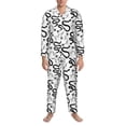 thumbnail image 3 of Sikiie Hand Drawn Snake Mens Pajama Set, Soft Warm Long Sleeve Sleepwear, Cozy Button-Down Pjs for Men-Large, 3 of 7