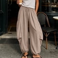 thumbnail image 6 of VBVC Women's Drawstring Baggy Harem Pants , Adjustable Hem Jogger Pants For Women , Ladies' Loose Fit Lantern Trousers with Pockets, Khaki , S-2XL, 6 of 10