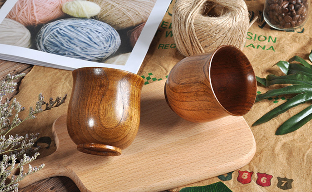 Set of 5 Wooden Drinking Cups Handmade - Artisraw