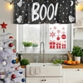 thumbnail image 5 of Black BOO Halloween Curtain Valances for Windows, Kitchen Valance Window Treatments Panel 2 Pack, Cute Ghost Spooky Star Moon Dots Rod Pocket Short Curtains for Bathroom Bedroom 42 x 18 Inch, 5 of 8
