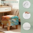thumbnail image 7 of SCRAWLGOD Marble Print Cyan Golden Slipcover for Ottoman, Stretch Square Ottoman Covers Slipcover Washable Storage Foot Stool Cover Waterproof Footrest Furniture Protector with Elastic Bottom, 7 of 7