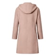 thumbnail image 3 of Sorvello Women's Hooded Single Breasted Long Wool Coat Casual Warm Winter Outerwear for Women Fall Jacket with Pockets Button Front Beige XXL, 3 of 5