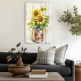 thumbnail image 4 of XUFX Sunflower Canvas Prints Wall Art Painting Picture - Floral in a Milk Can Vase Oil Painting Flower ArtworkStretched Ready to Hang for kitchen Wall Framed 12x18inch, 4 of 5
