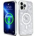 thumbnail image 6 of iPhone 14 Pro Clear Magnetic Case Compatible with Magsafe, Sparkly Glitter Design for Women, Slim Thin fit Shockproof Protective Phone Case for iPhone 14 Pro 6.1 inch , Silver, 6 of 7