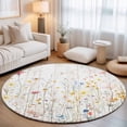 thumbnail image 3 of Washable Round Area Rug Colorful Flower Country Floral Circle Rugs Floor Carpet for Living Room Bedroom, Wildflower Watercolor Soft Non Slip Round Rug 4ft, 3 of 9
